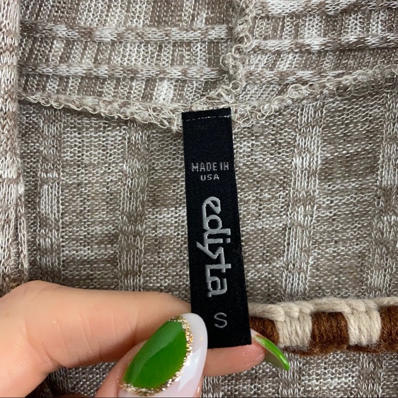 Edista Marled Neutral Beige Long Waterfall Sweater Cardigan Size Small - Picture 12 of 14